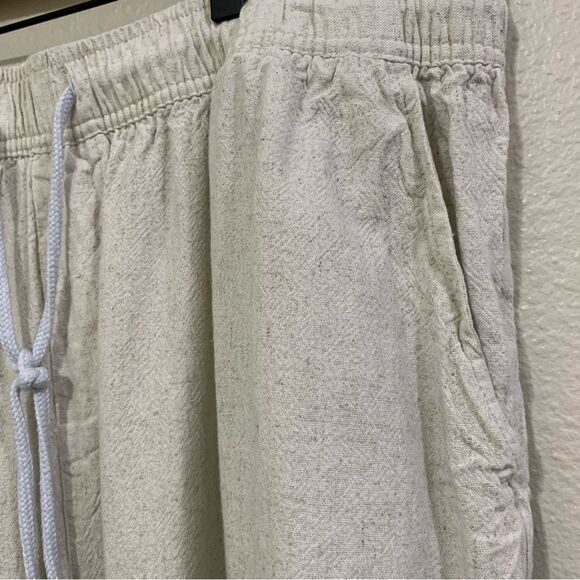 LINEN SHORTS Women’s XXL Cream Pull String Elastic Waist Pockets 30% Linen. - Picture 5 of 14